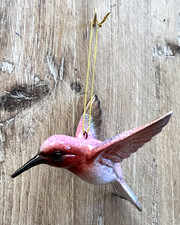 Hummingbird Purple Resin Hanging 3.5" x 3"Ornament