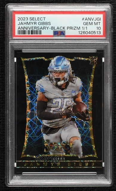 2023 Select Anniversary Black Prizm 1/1 Jahmyr Gibbs PSA 10 GEM MT Rookie RC