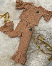 Mini Rodini Girls Lace Frill Pants  Blouse Set Ruffles Size 4-5 Year