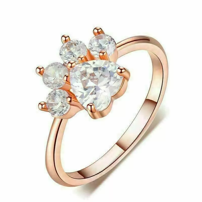 Dog paw top diamond ring