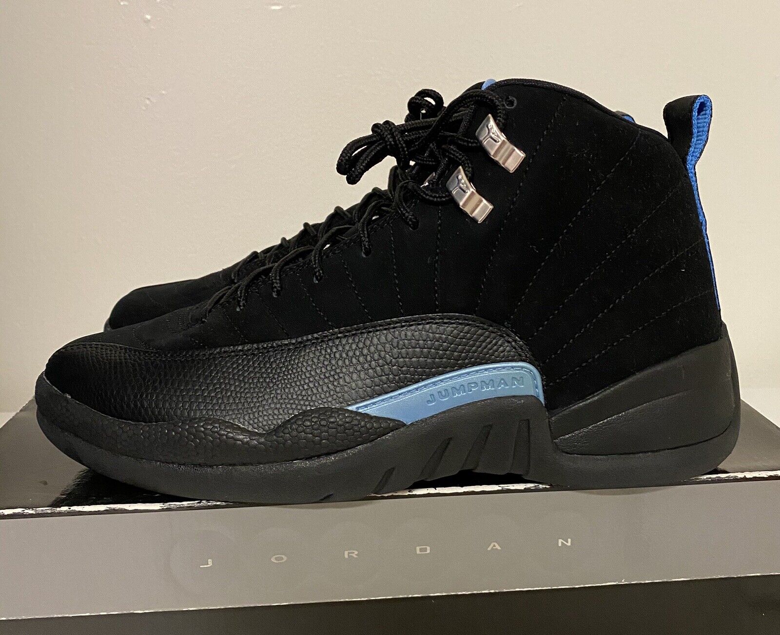 jordan 12 black university blue