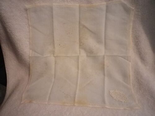 Lot of 7 vintage Hankies Handkerchiefs women's solid crochet lace edges old - Picture 2 of 10