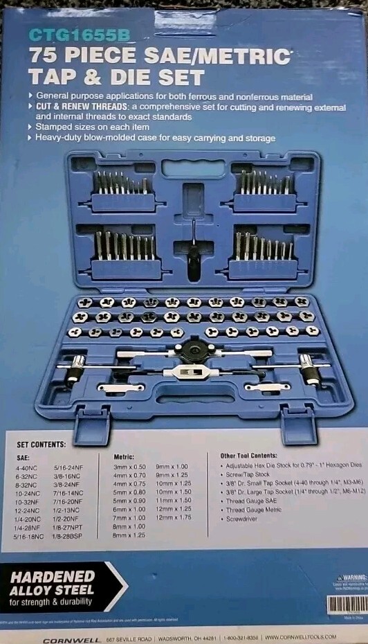 Cornwell Tools Metric Tap And Die Set 75 PC.-CTG1655B | eBay