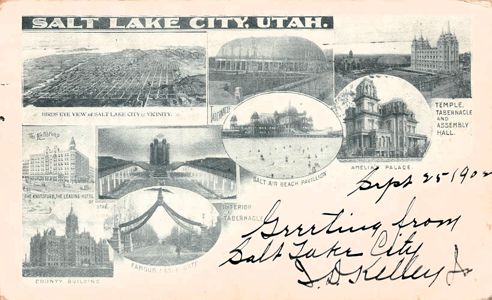 Salt Lake City UT 1902 Mormon LDS Church Tabernacle Knutsford Hotel Postcard C52 eBay