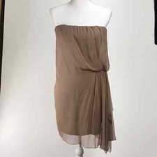 ALICE + OLIVIA BASE Collection Women Strapless Mocha Silk Dress size XS