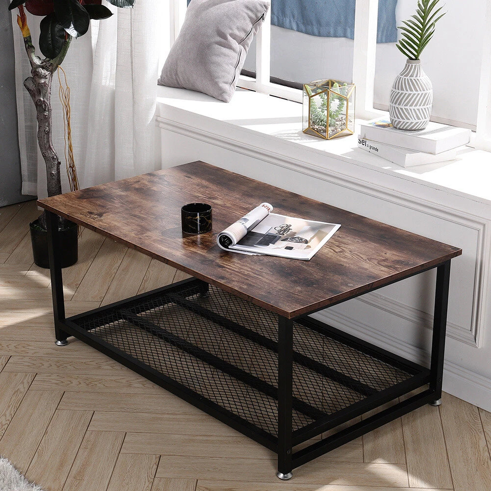 106cm Wooden Coffee Table With Storage Modern Living Room