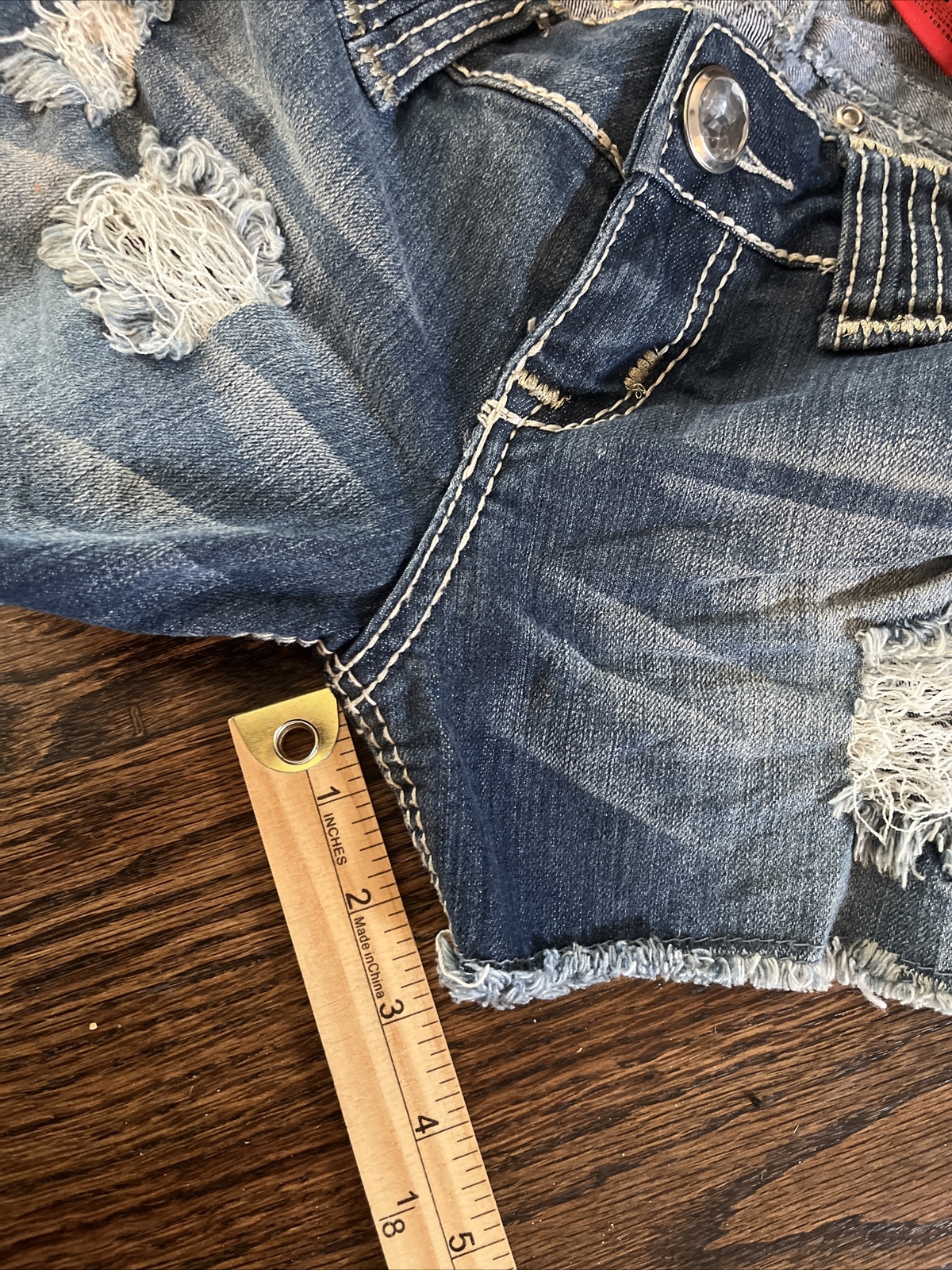 Zanadi Jeans Denim Jean Shorts Size 5 (29) Blue Embroidered Pockets - View 7