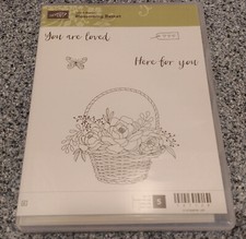 NEW Stampin Up Blossoming Basket Rubber Stamps Set of 5 Flowers Butterfly