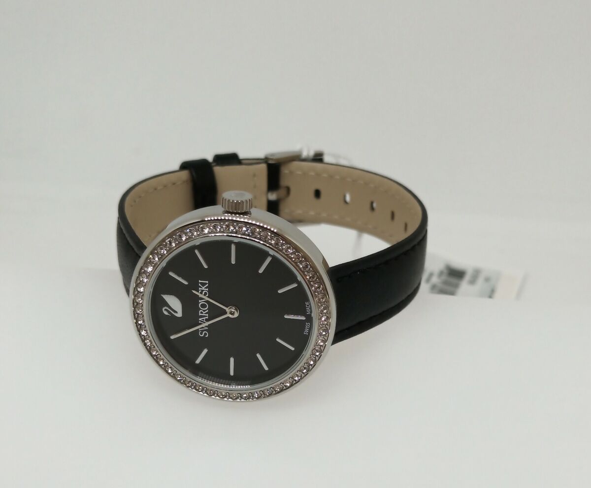 Swarovski Daytime Black Ladies Watch Swarovski Crystals 34mm