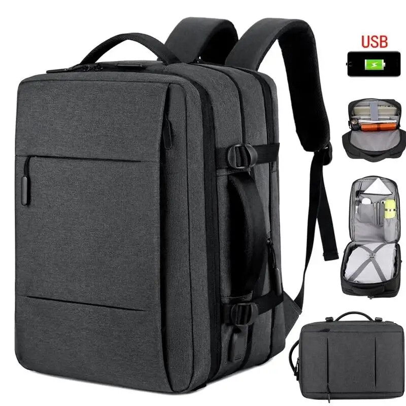 Sleek Classic Travel Backpack for Men with USB Port - Business School Laptop Bag