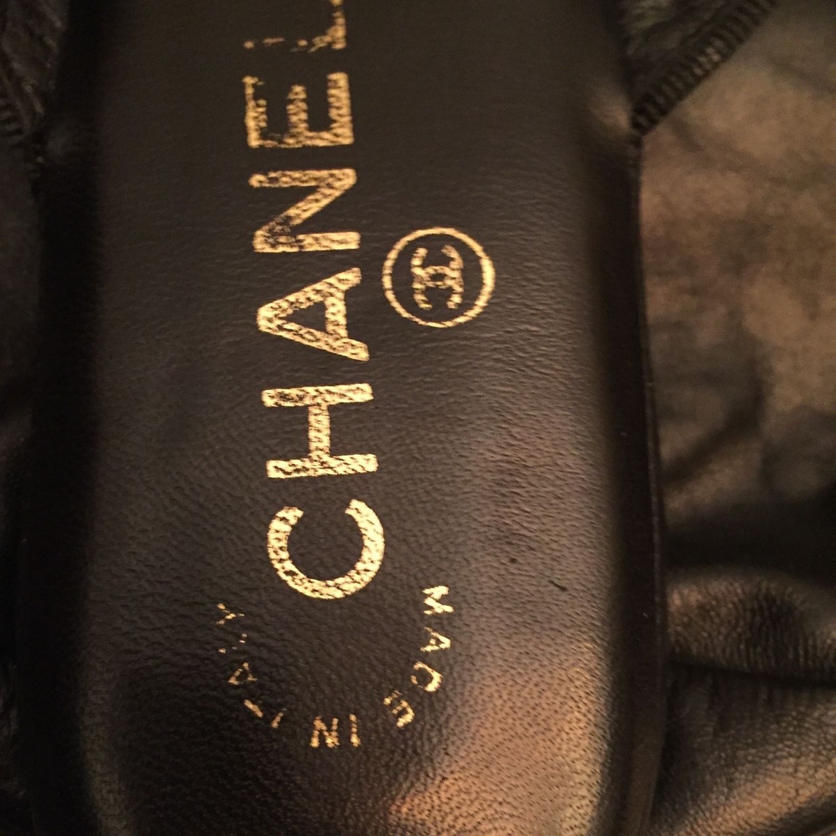 Chanel VINTAGE SET Leather Black CC MULES Bow & Black CC Leather