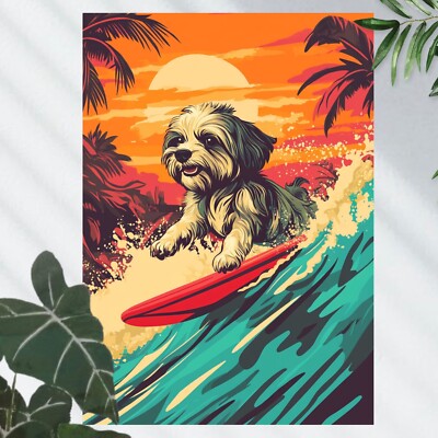 Shih Tzu Hund beim Surfen Poster Schöne Wanddeko Dekoration