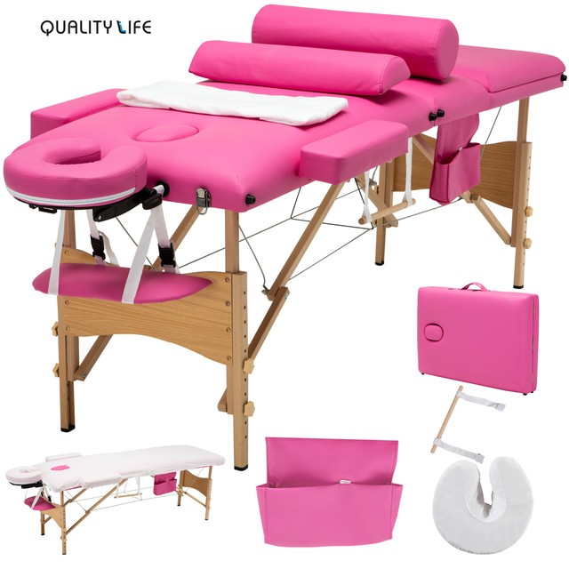 Uenjoy 84"L 3 Fold Portable Facial SPA Bed Pink (51040060) for sale