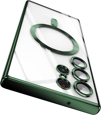 For Samsung Galaxy S24 S23 Ultra S22 Plus Clear Case Slim Plating Mag Safe Cover