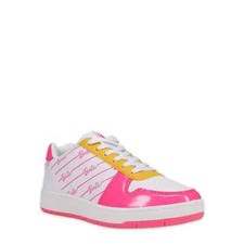 Barbie by Mattel Women's Casual Court Sneaker Shoe, Pink/White Size 11