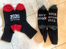 NWT - " 2020 Sucks " Funny Socks Women Men Unisex Novelty One Size 2 PAIRS /blk 