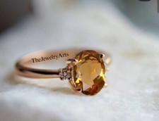 Vintage Yellow Topaz Promise Ring-Golden Topaz-Oval Cut-Topaz Stylish Ring