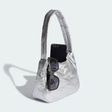 New Adidas Originals PUFFY SATIN MINI SHOLDER BAG II3393 SILVER METALLIC TAKSE