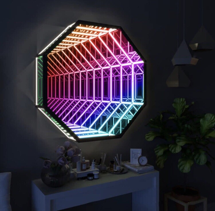 Miroir LED infinity rectangulaire vertical grand format avec éclairage 3D - 2