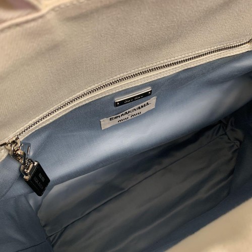 Miu Miu ERIWAKIYAWA tote bag 2way collaboration canvas with black strap - Picture 9 of 24
