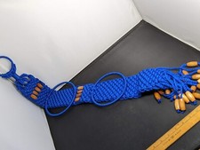 Vintage Handmade Macram  Wall Mount Hand Towel Holder W/ wood beads