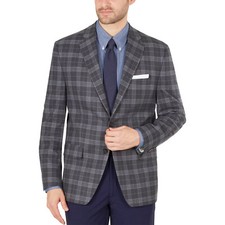 Ralph Lauren Mens Classic Fit Medium Grey Blue Windowpane Sport Coat 42L yap2926
