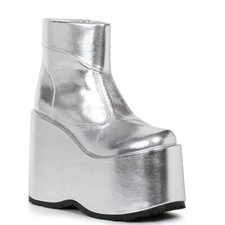Ellie Shoes Disco Pimp Silver Halloween Costume Platforms Ankle Boots 500-FRANK