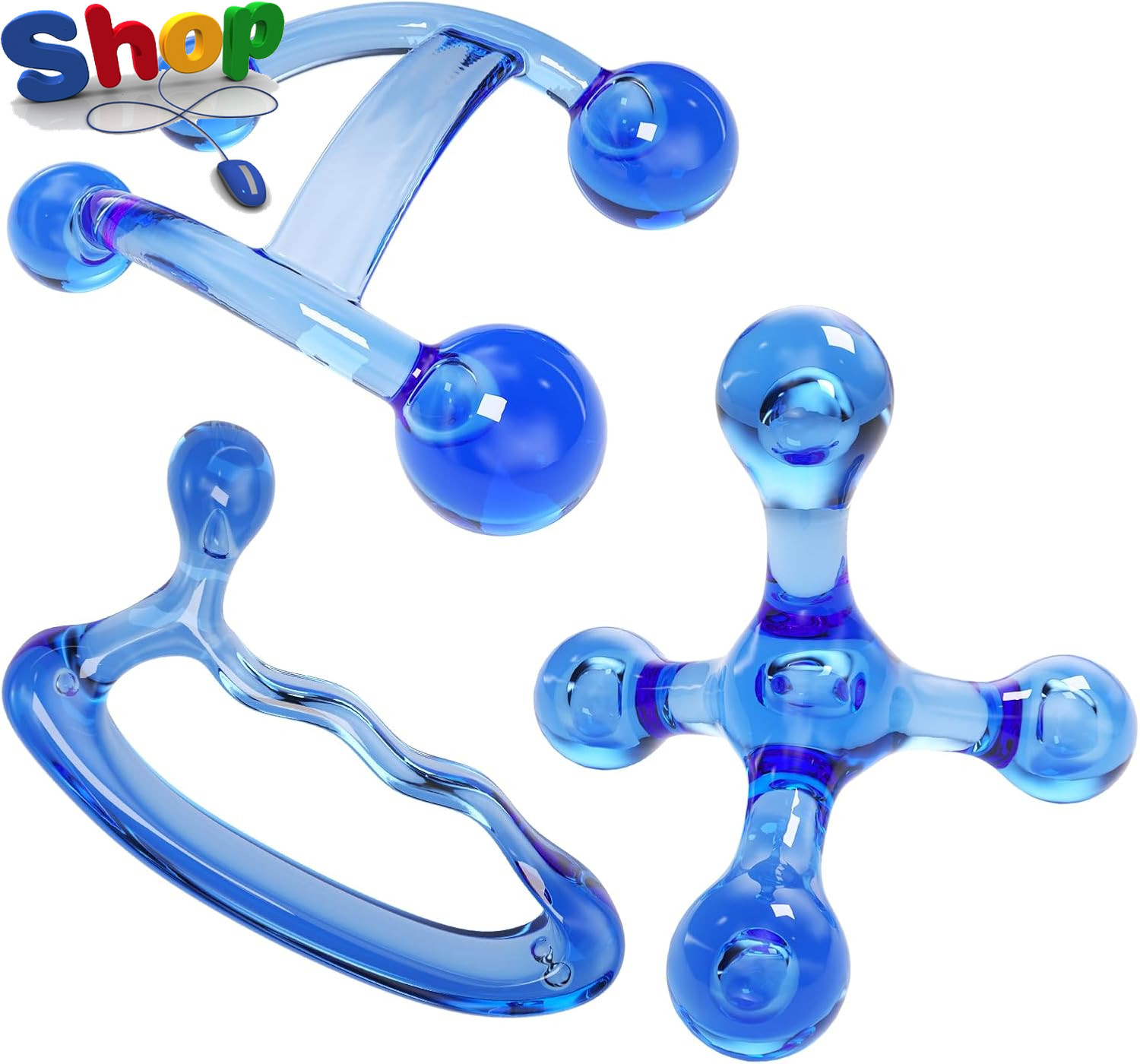 Handy Portable Massager Tool Set : 4 Point, Double and Thumb up (Full Sets). Han