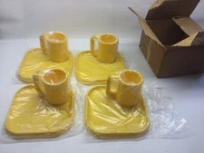 Vintage 8 Pc. NOS Ingrid Ltd. Sun Yellow Melamine Snack Set With Box