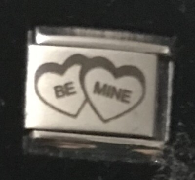 Be Mine Double Hearts Laser ITALIAN CHARM Link 9MM K2023 J1