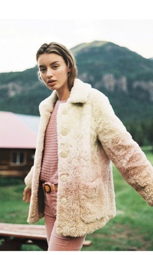Anthropologie Ombre Faux Fur Coat NWT 