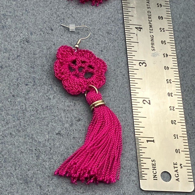 Statement Dangle Pierced Earrings Hot Barbie Pink… - image 6