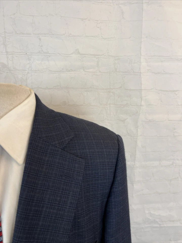 FALL/WINTER Paul Stuart Men's Navy Blue Plaid Cashmere Blazer 43XL $2,195 - Image 2 of 4