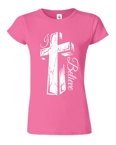 Jesus Cross Christian Believe Women's T Shirt Religious Faith Bible Gift Tee - Picture 7 of 11