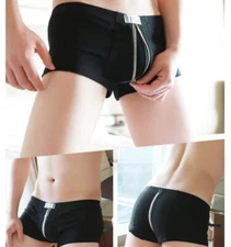 Boxer Men's Underwear Zipper Breathable Boxer Shorts U-shaped Men Panties