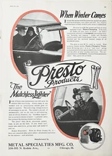 1924 Ad Metal Specialties Mfg Co Chicago Presto Champion Visor & Presto Lighter