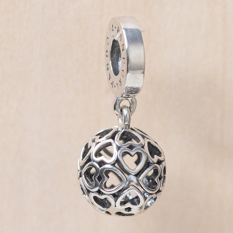 New Authentic Pandora Charm Harmonious Hearts Dangle 797255 W Tag Suede Pouch