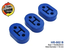 Hanger kit Rubber bushings Blue for Exhaust Muffler 10mm 3pcs HR-002B