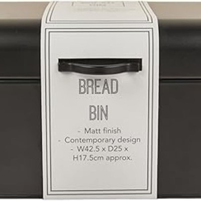 Schwarz Rechteck Matt Kanister # Brotkasten Metall Aufbewahrung 20,5x42x25cm