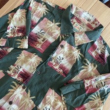 Reyn Spooner Men Shirt XL Green Beach Regency Silk Jacquard Floral Aloha Tropics