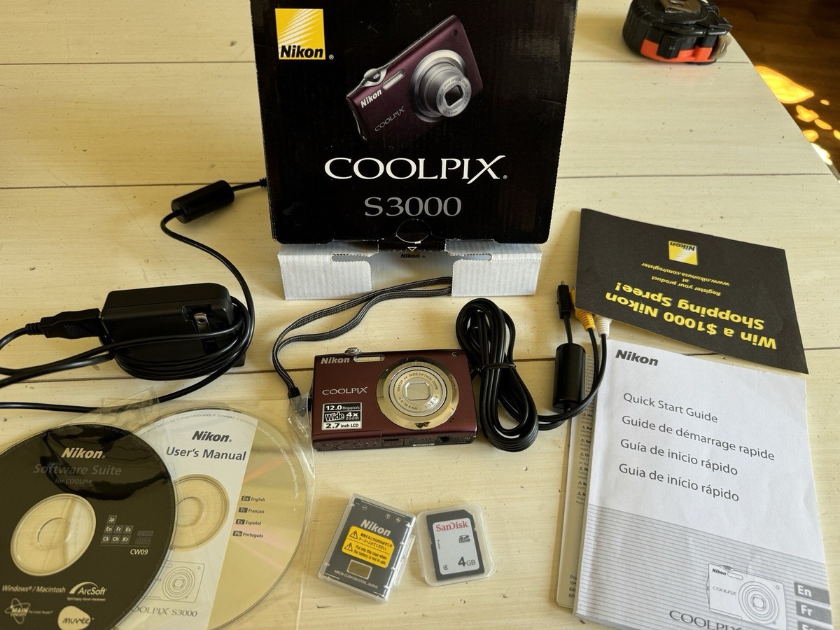 Nikon COOLPIX S3000 Plum Digital Camera Complete TESTED Working | eBay