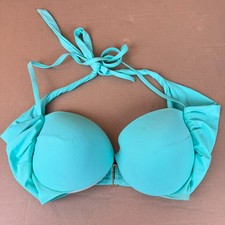 Victoria  s Secret 34DDD The Wrap Halter Bikini Top Mint Green Bandeau Swim