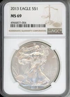 2013 Silver Eagle $1 NGC MS69 1oz .999 Fine 4966877-004