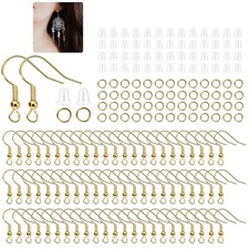 600Pcs Hypoallergenic Earring Hooks, Gold Earring Making Kit, with Earring Ba...