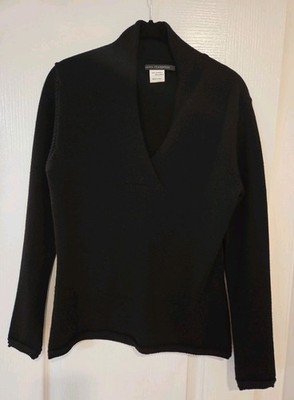 ELEMENTE CLEMENTE Black Sweater V-Neck Merino Wool Size 2 Small NEW!