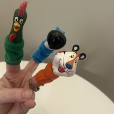 KELLOGG'S FINGER PUPPET SET - TONY, TOUCAN SAM & CORNELIUS 1990's Preowned