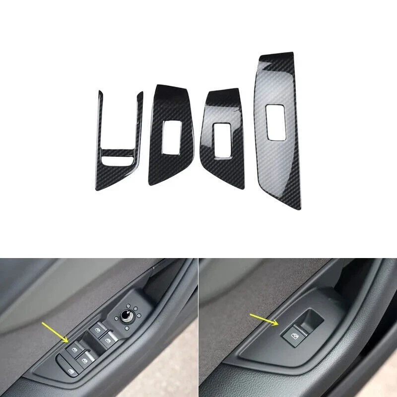 For Audi RS4 2019-2024 ABS Carbon Fiber Car Interior Door Trims Stickers - Image 3 of 4