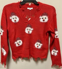 No Comment Girls Sz 14 Red White Santa Sweater NWT Christmas