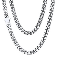 Stainless Steel Mens Cuban Link Chain, Miami 24 inches, a. 5mm width-steel