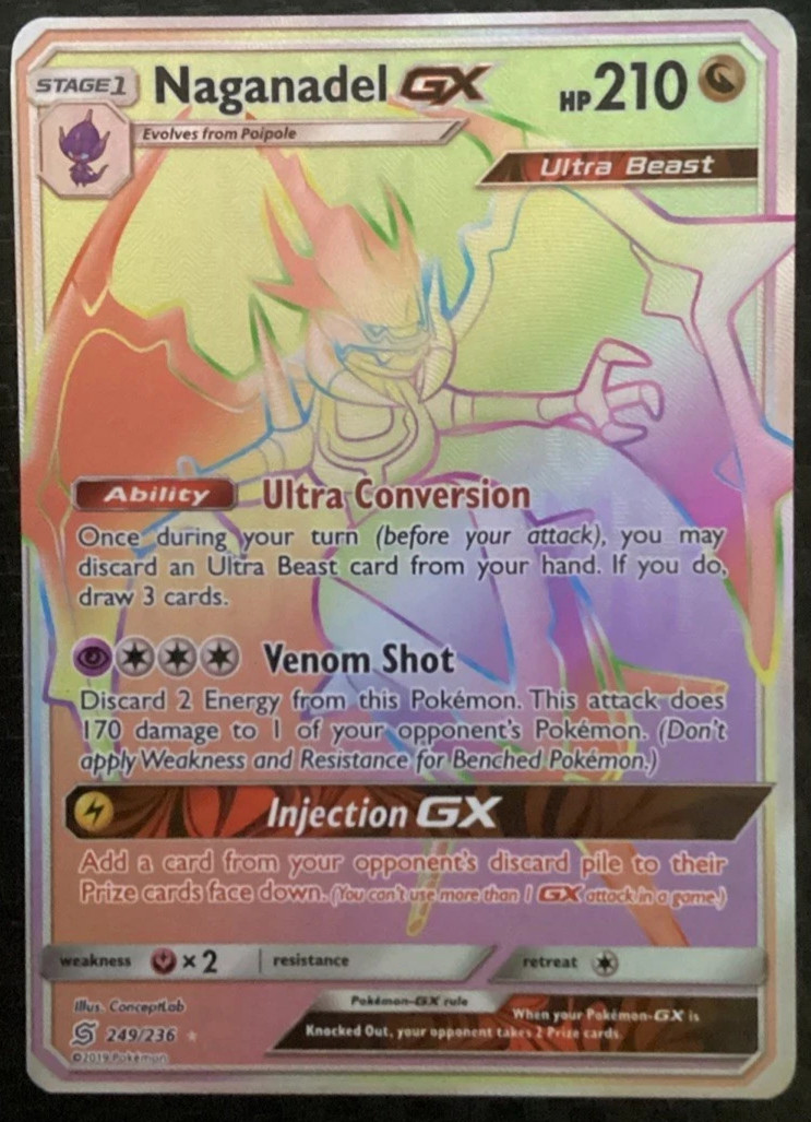 Naganadel GX (Secret) Secret Rare Holo SM - Unified Minds 249/236 NM Pokémon TCG
